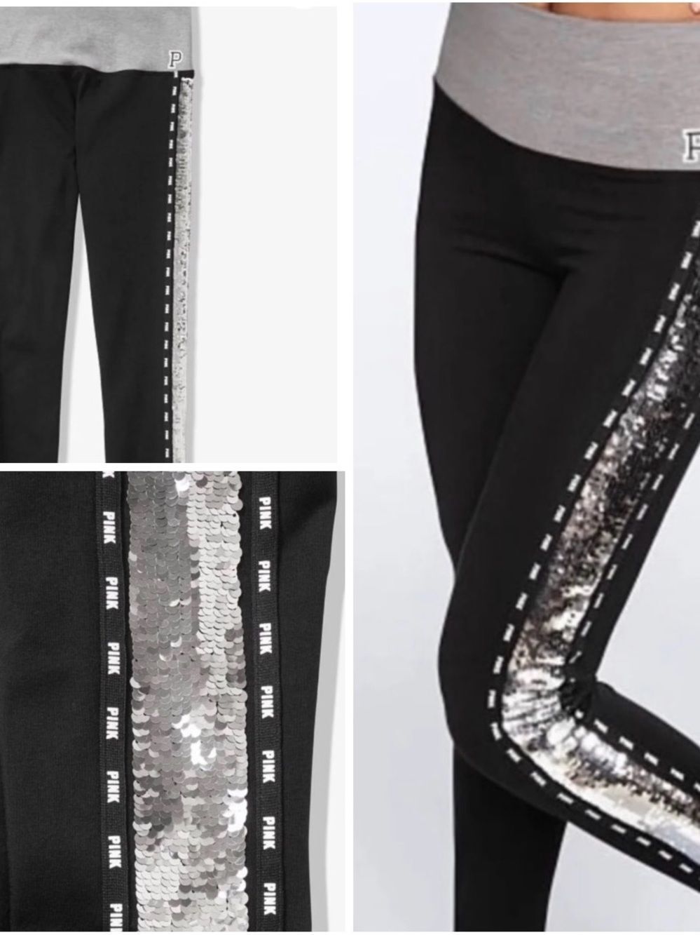 VS PINK SILVER BLING YOGA LEGGINGS LARGE